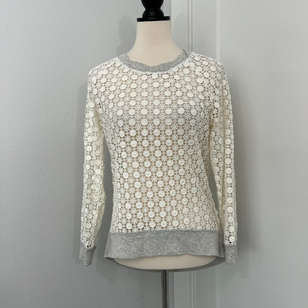 Anthropologie Pam &Gela Small Cream, Gray Crochet Top